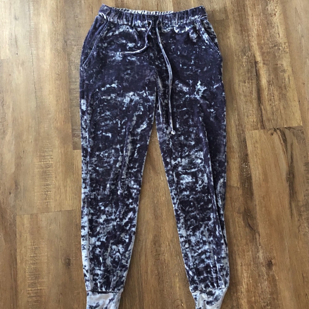 Grey Crushed Velvet Joggers